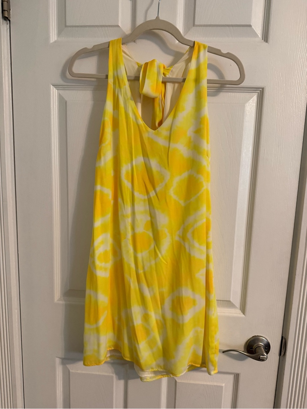 Eight Sixty Yellow and White Tie-Back Mini Dress